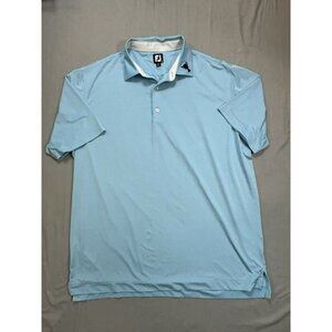 Footjoy Mens 2XL Blue White Micro Polka Dot Short Sleeve Golf Polo